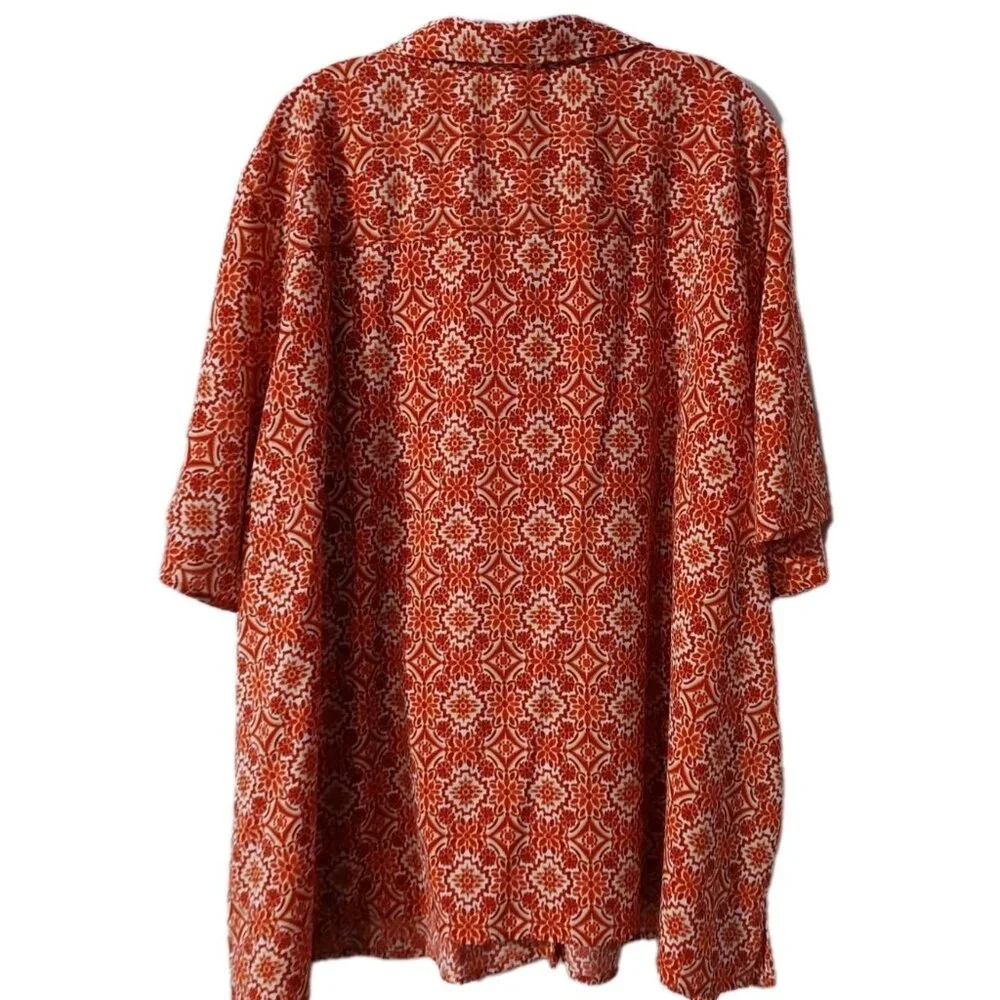 Catherines Shirt Size 4x Orange White Short Sleeves Blouse Size 30/32 - Picture 2 of 8